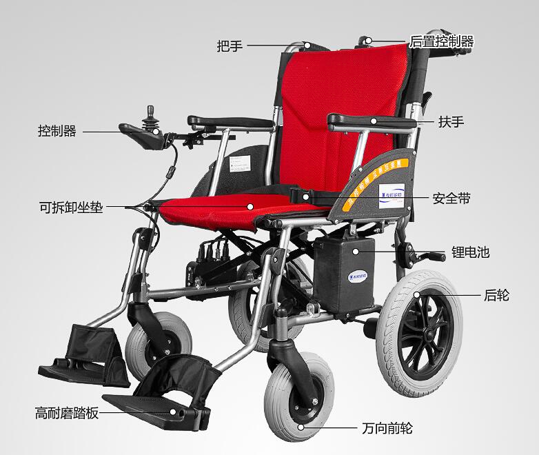 互邦电动轮椅车前控HBLD3-B智能锂电轻便折叠老人残疾人铝合金代步