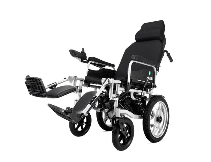 贝珍电动轮椅车BZ-6402轻便可抬腿后躺高靠背老年残疾人代步车 黑色坐垫
